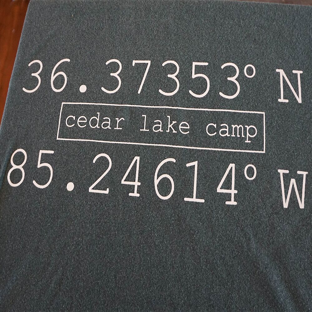 shirt with coordinates and camp title